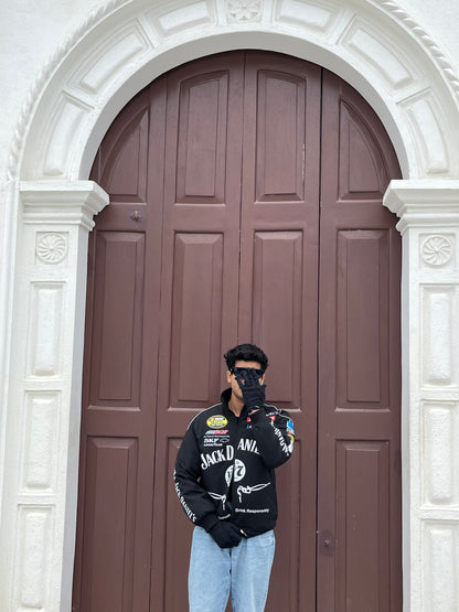 Jack Daniels Puffer Printed Racing Jacket