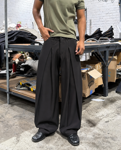 BLACK DOUBLE PLATE WIDE LEG PANT