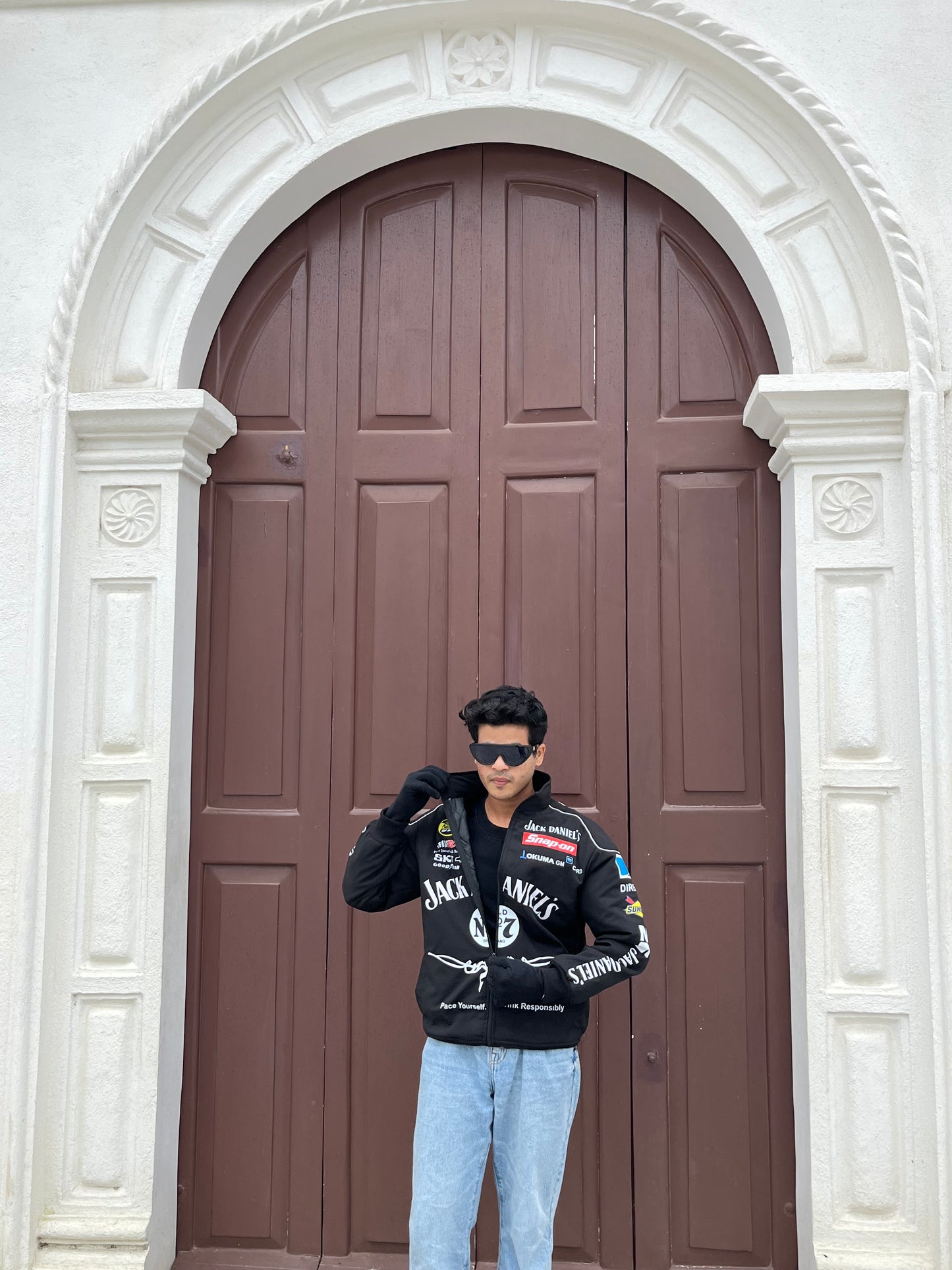 Jack Daniels Puffer Printed Racing Jacket