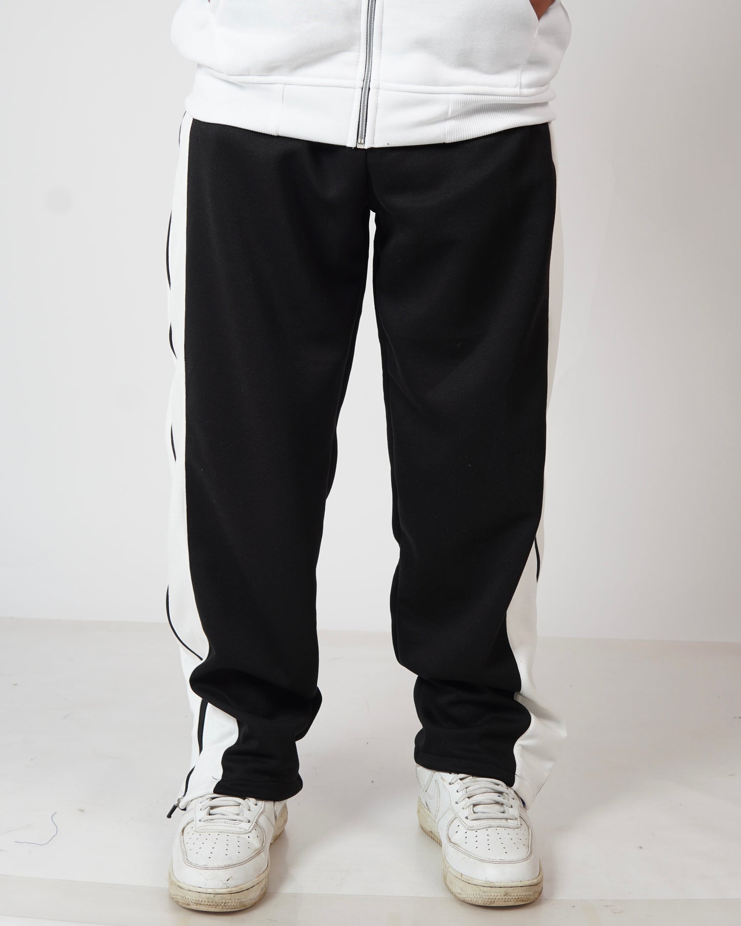 Black Blue Combination Zipper Trackpants