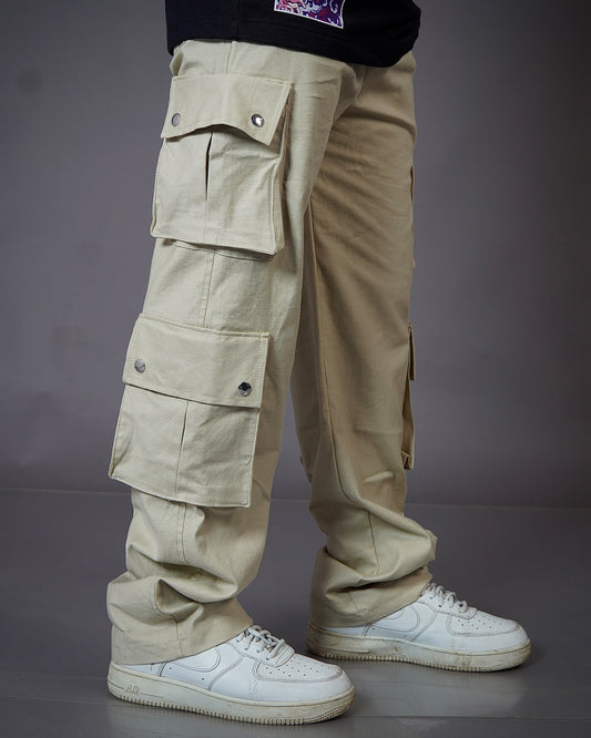 Beige Cargo 8 Pockets Pant For Mens l Premium Cargo For Mens l TSF