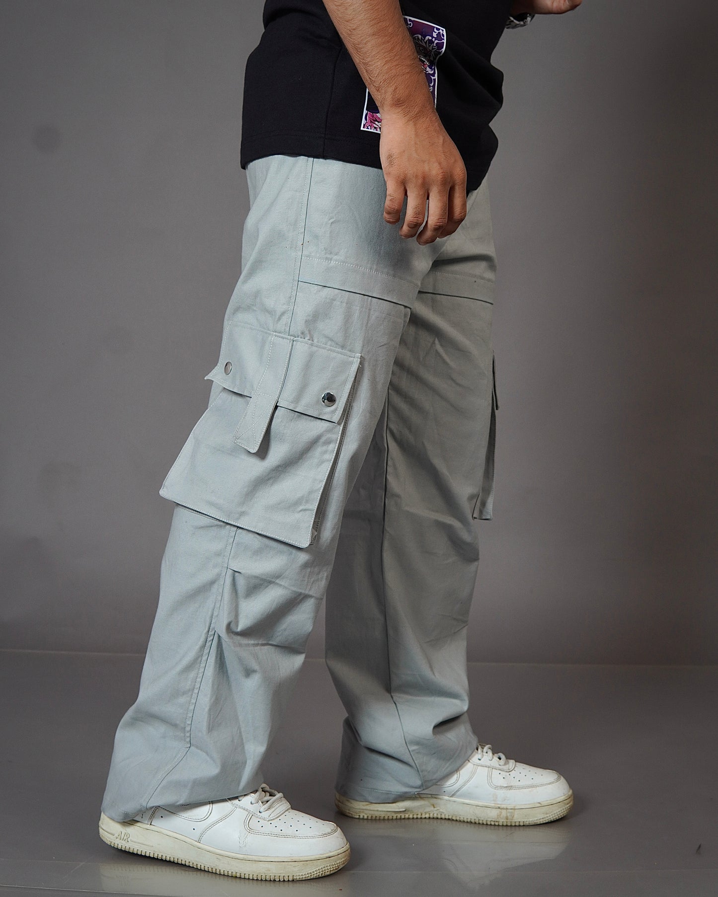 Steel Grey 8 Pocket Cargo Pant For Men l Streetwear Cargo Pant l TSF