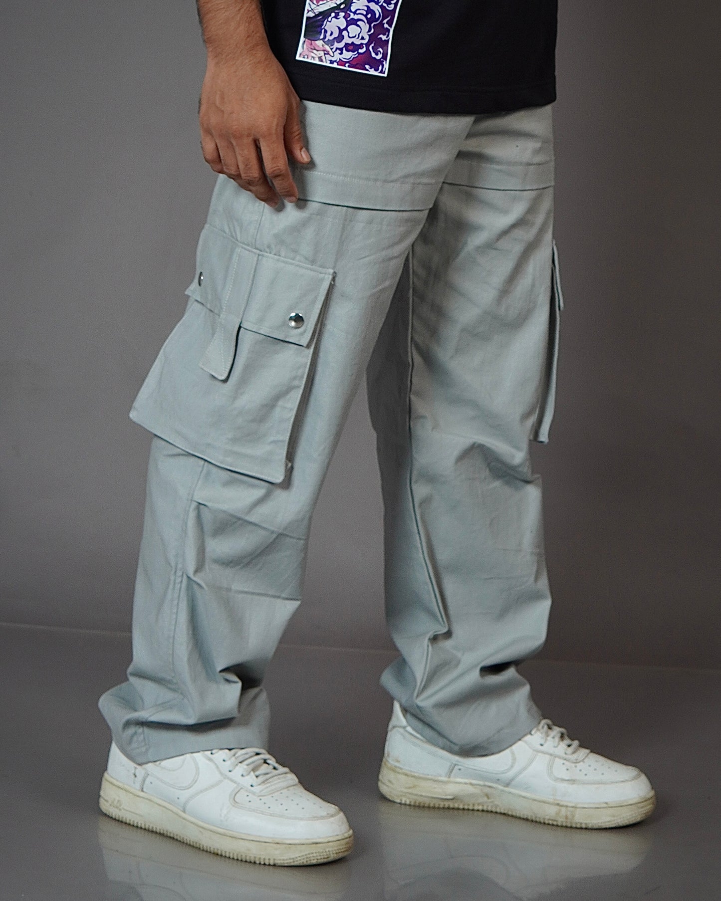 Steel Grey 8 Pocket Cargo Pant For Men l Streetwear Cargo Pant l TSF