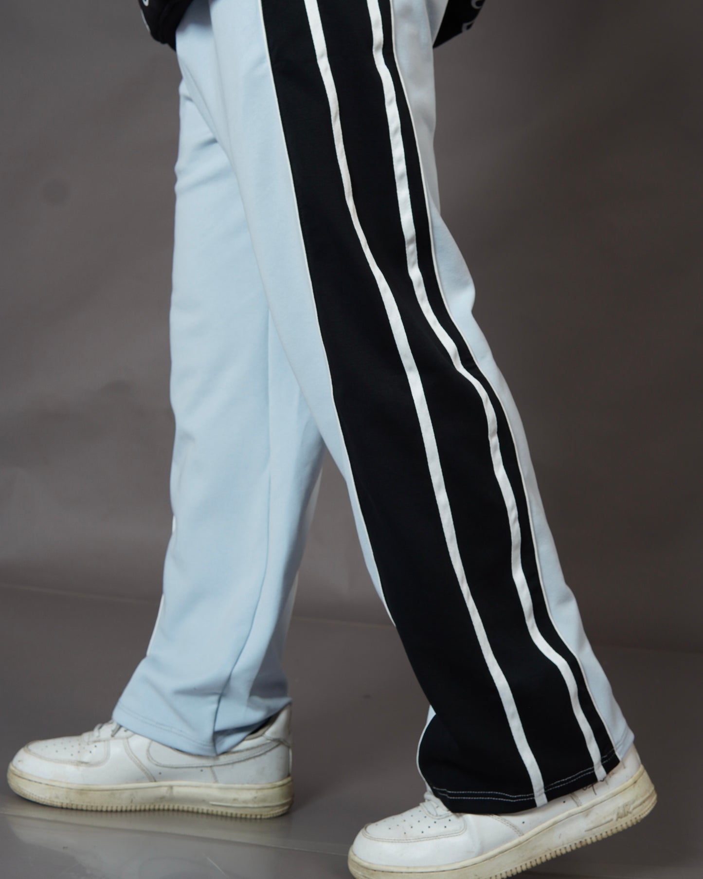 Sky Blue with Black Stripes Trackpants for Mens l Streetwear Trackpants lTSF