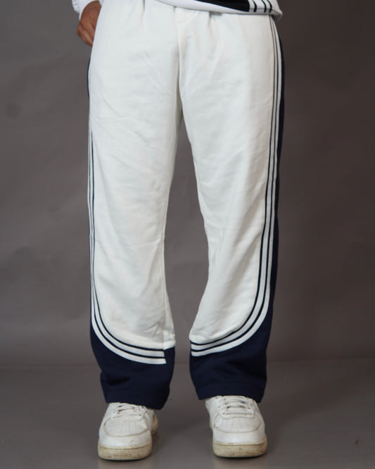 3 Stripes White Regular Fit Trackpants l Streetwear Trackpants l TSF