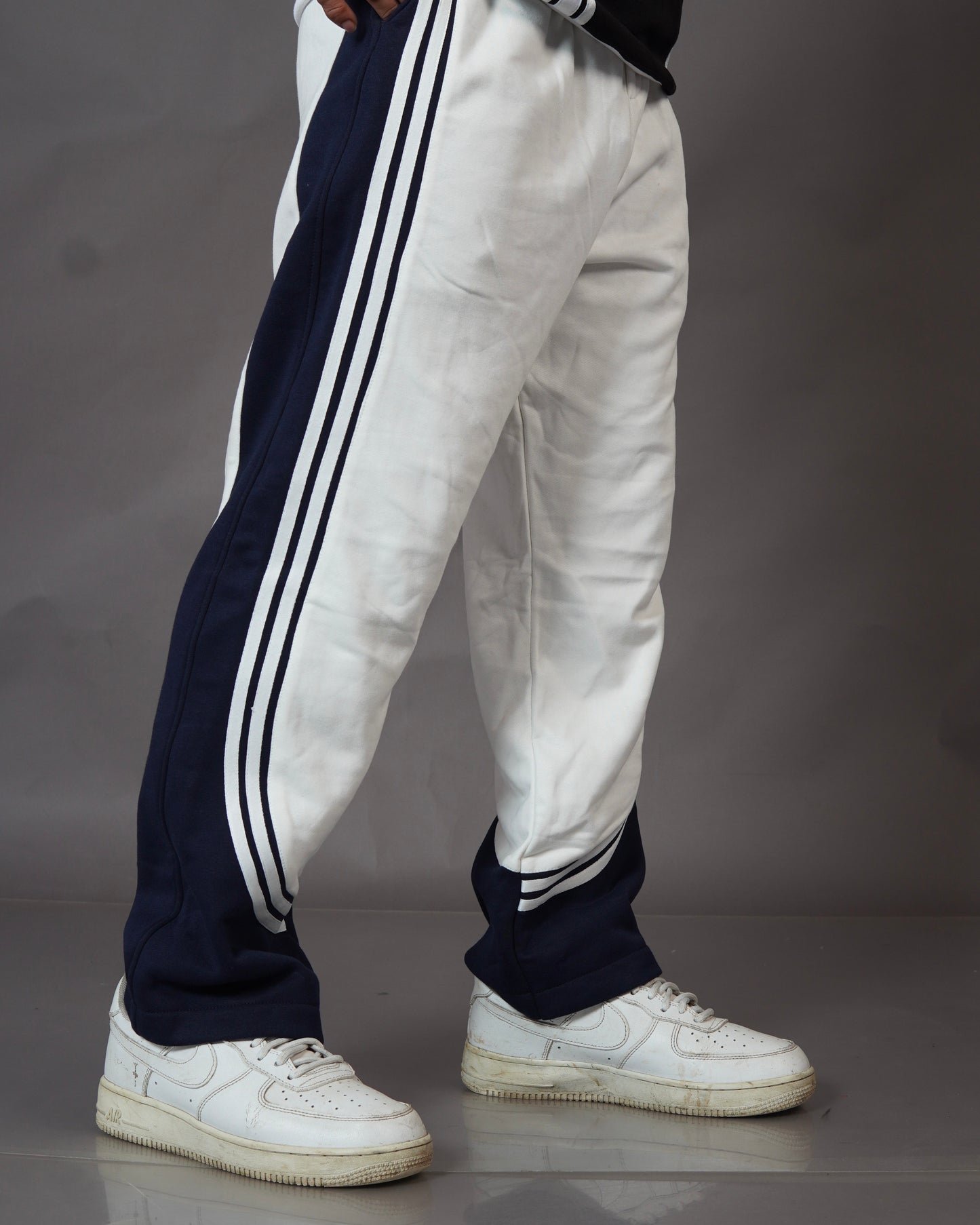 3 Stripes White Regular Fit Trackpants l Streetwear Trackpants l TSF