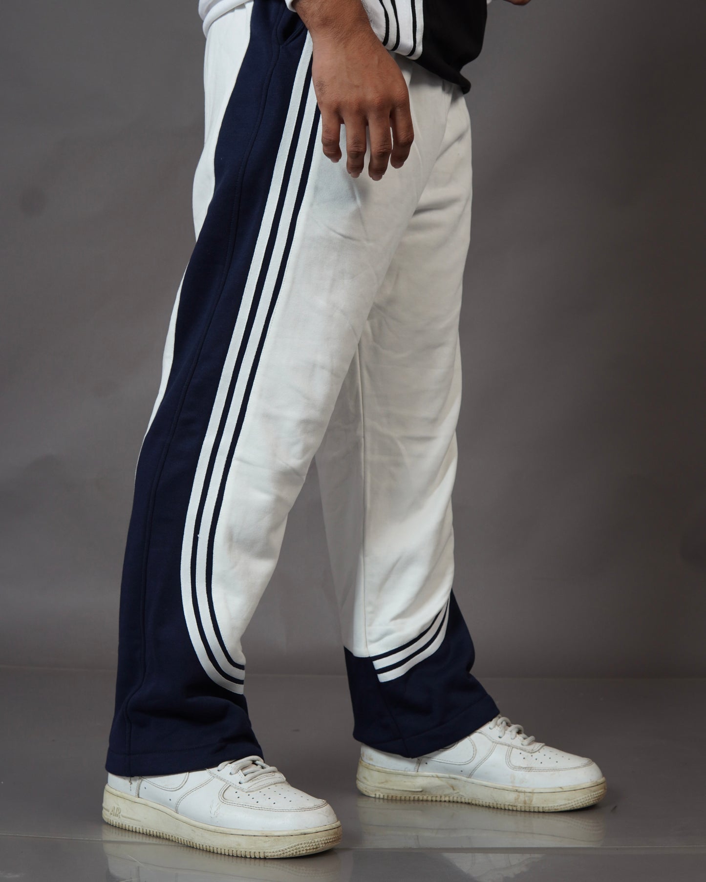 3 Stripes White Regular Fit Trackpants l Streetwear Trackpants l TSF