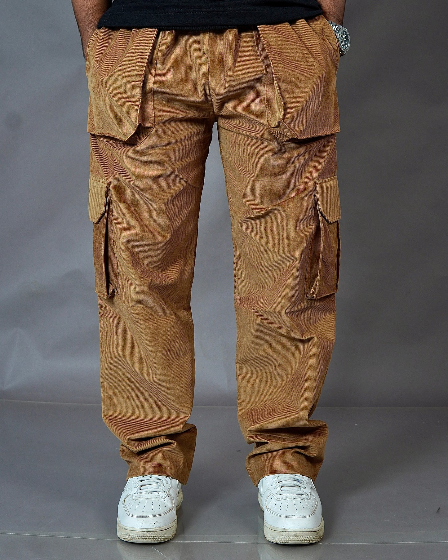 Brown Corduroy Cargo 6 Pocket Pant For Mens l Streetwear Cargo Pant l TSF