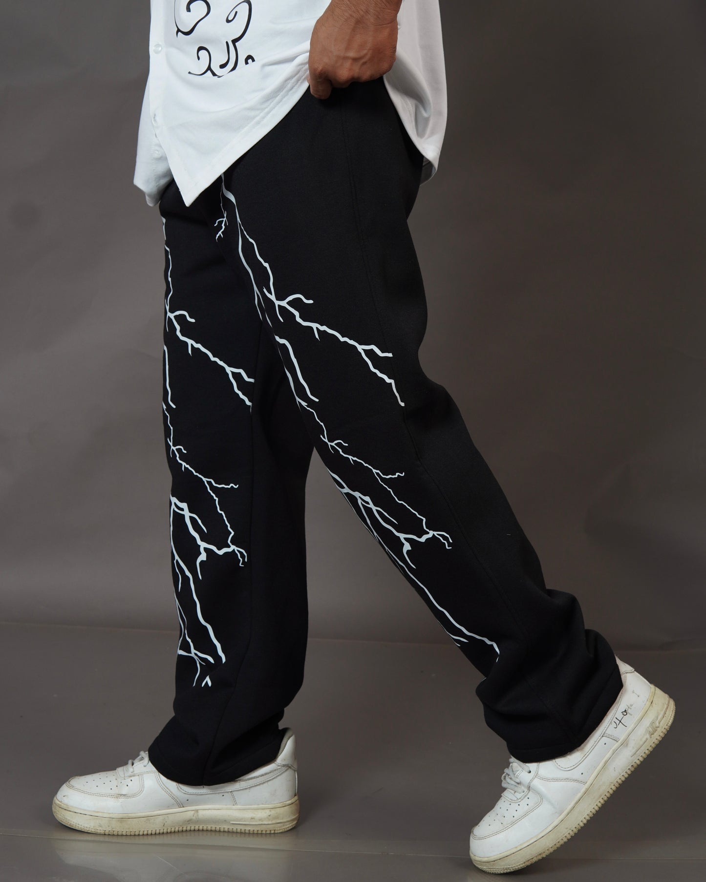 Thunder Black Baggy Trackpants l Streetwear Tracksuits l TSF