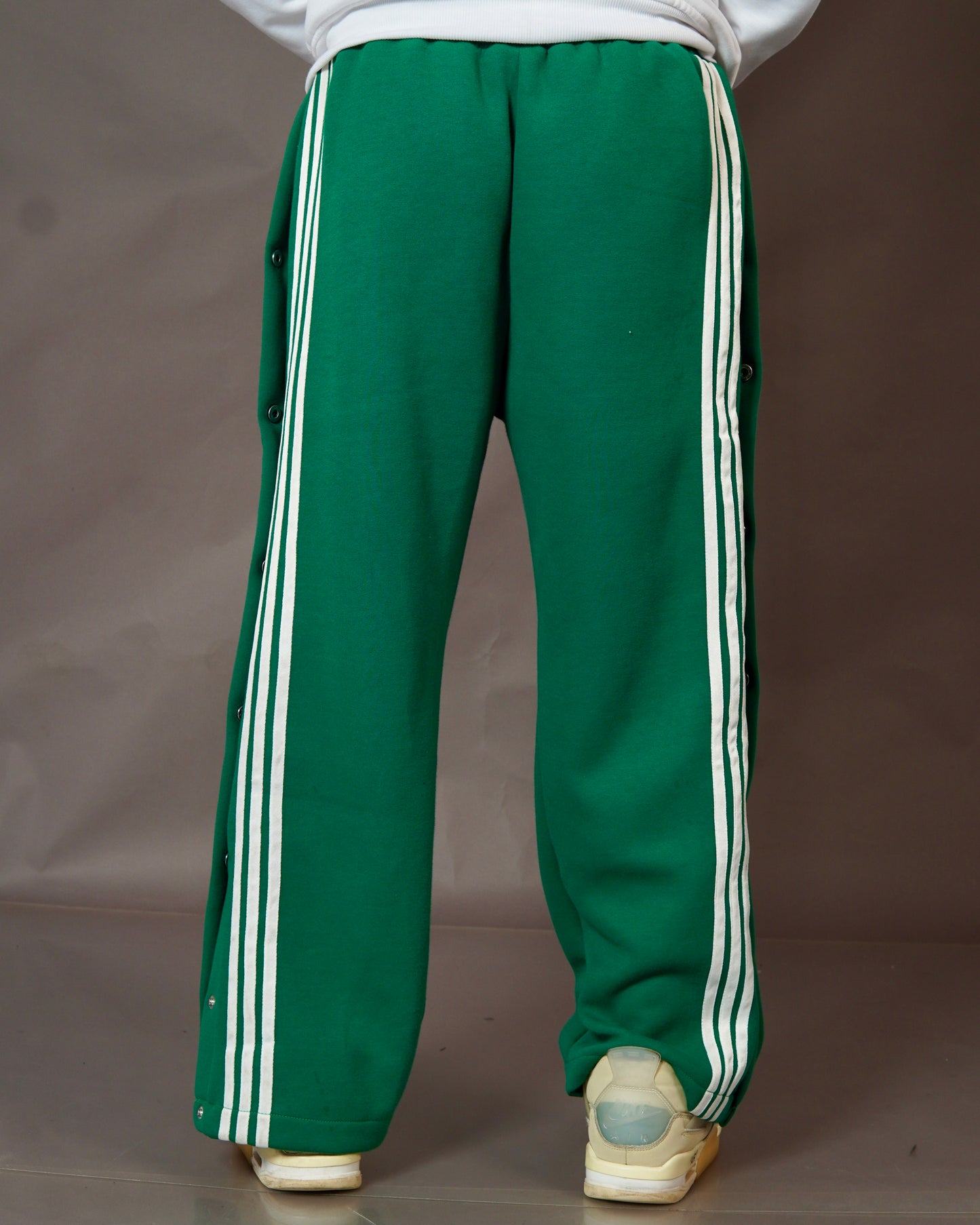 Green Color 3 Stripes Snap Button Trackpants for Mens l Streetwear Trackpants l TSF