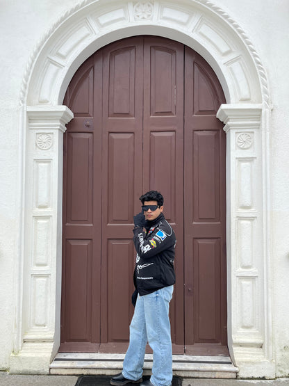 Jack Daniels Puffer Printed Racing Jacket