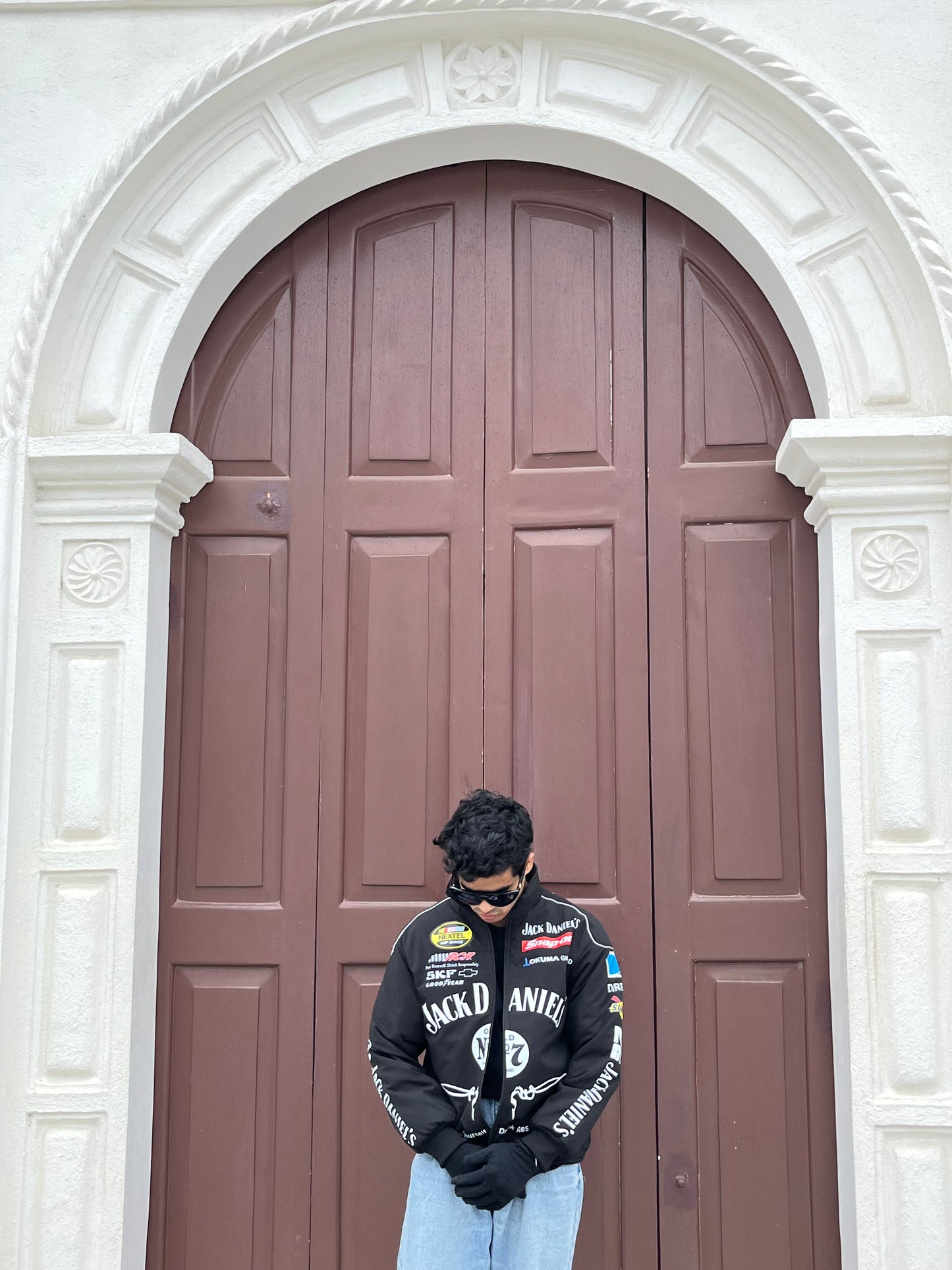 Jack Daniels Puffer Printed Racing Jacket
