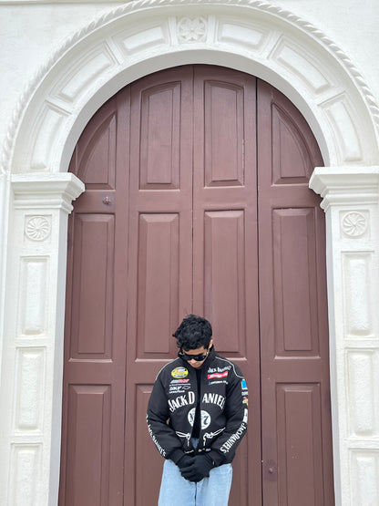 Jack Daniels Puffer Printed Racing Jacket