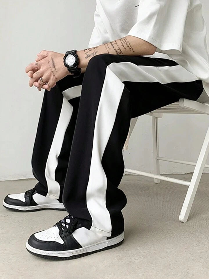 Black Track pant White Stripes l Korean Fit l Black and White Track pant