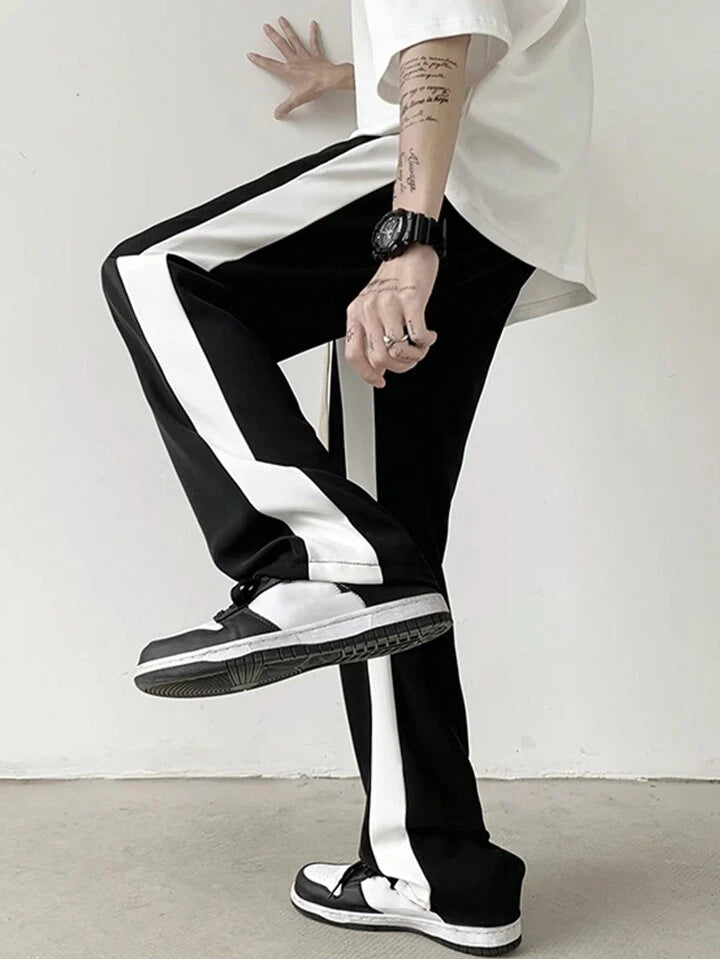 Black Track pant White Stripes l Korean Fit l Black and White Track pant