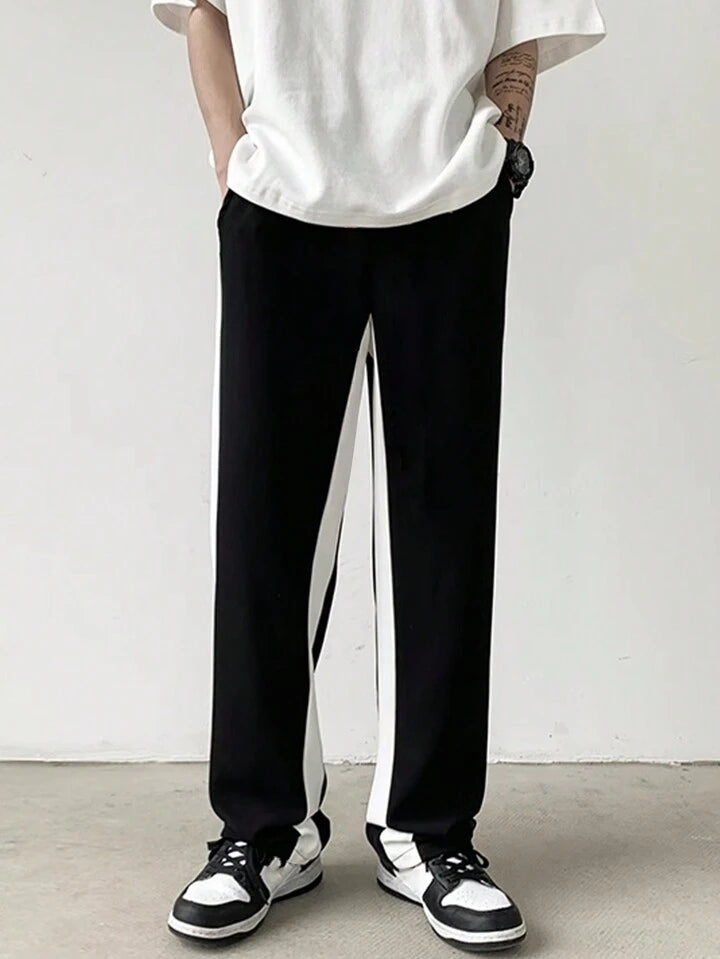 Black Track pant White Stripes l Korean Fit l Black and White Track pant