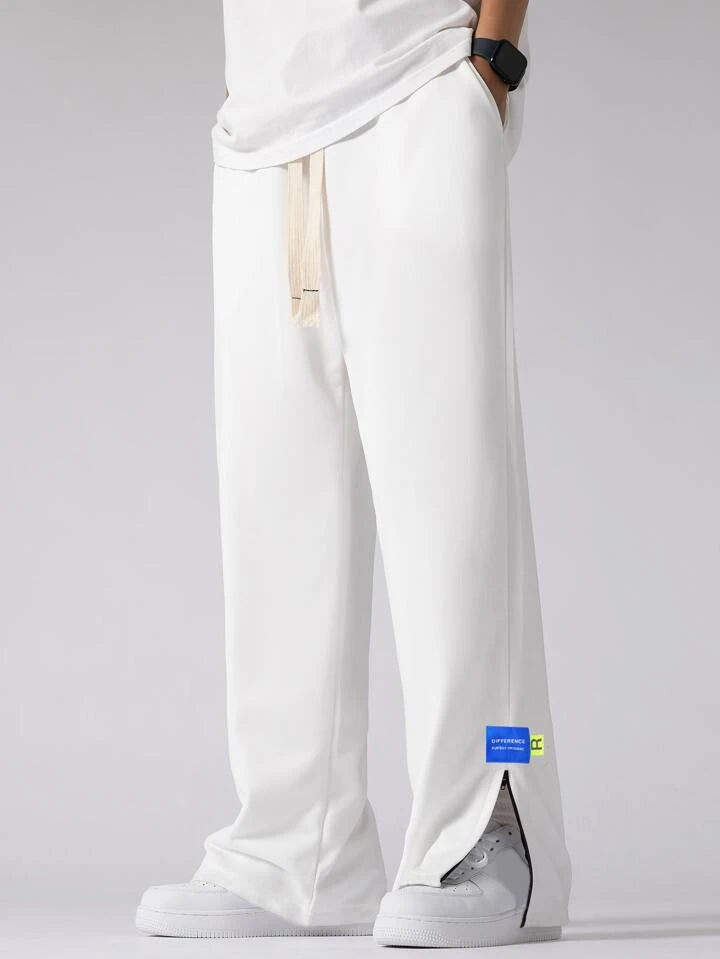 White Track pant With Zip at Bottom l Zip at Bottom l Korean Fit