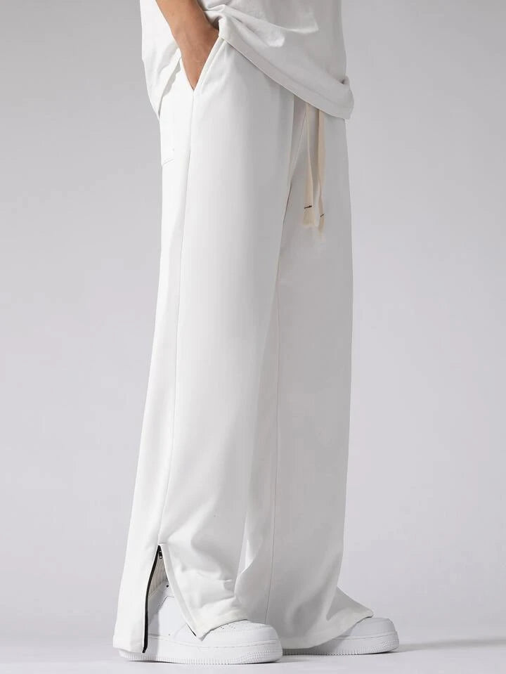 White Track pant With Zip at Bottom l Zip at Bottom l Korean Fit