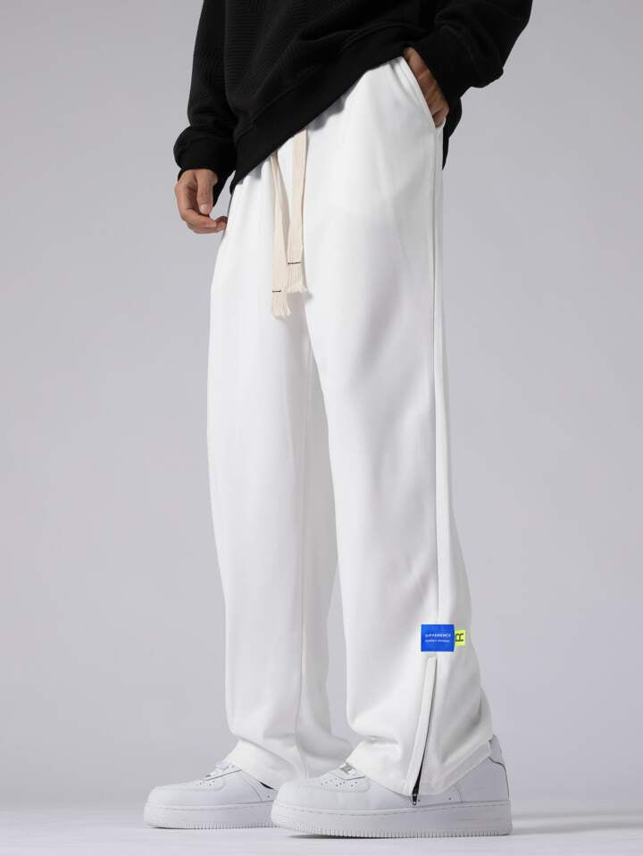 White Track pant With Zip at Bottom l Zip at Bottom l Korean Fit