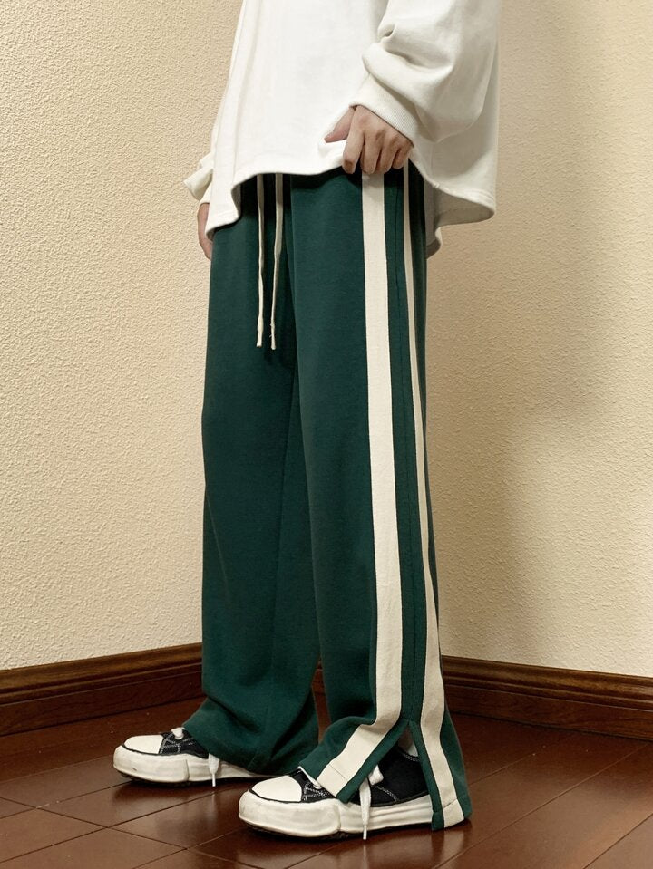 Green Color Baggy Trackpant l Korean Fit l TSF