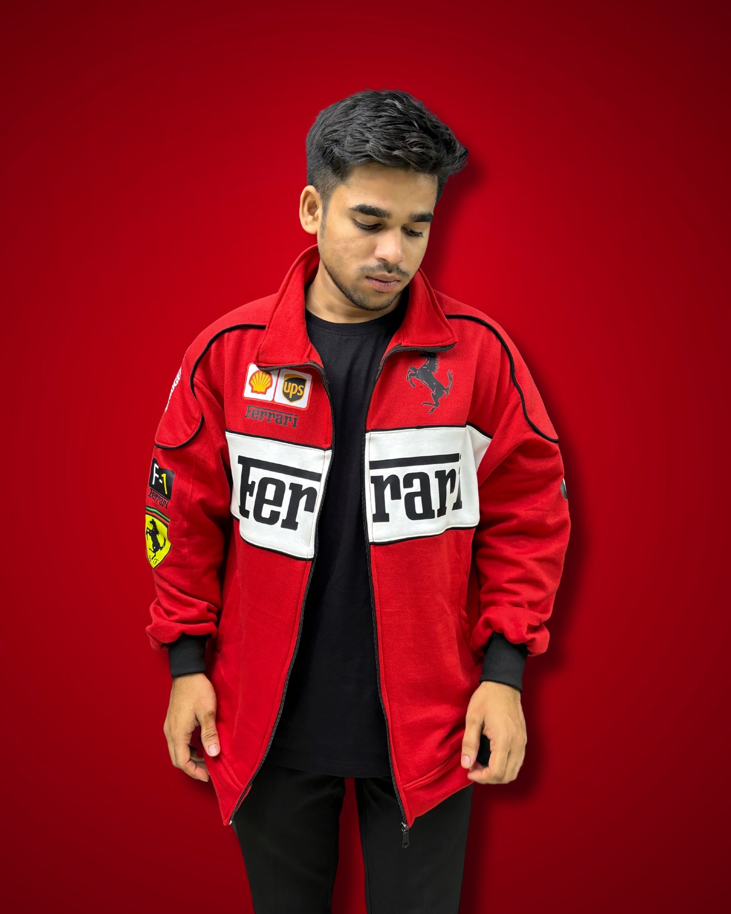 Red and Black F1 Ferrari Vintage Racing Jackets l racing Jackets for men l TSF