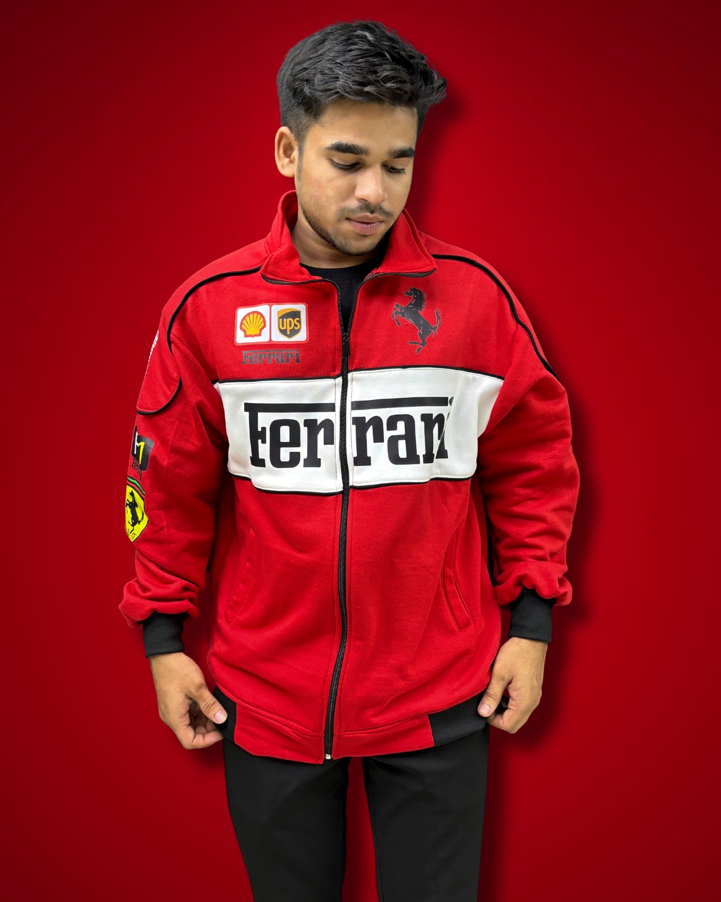 Red and Black F1 Ferrari Vintage Racing Jackets l racing Jackets for men l TSF