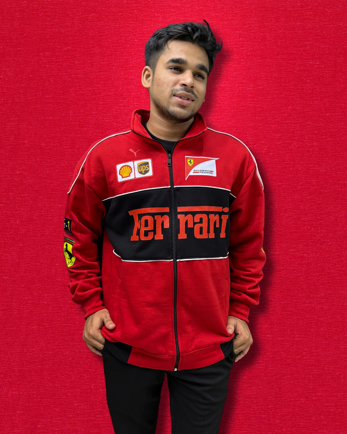 Ferrari Racing jacket vintage F1 Red and black jackets | TSF | Racing jackets for men