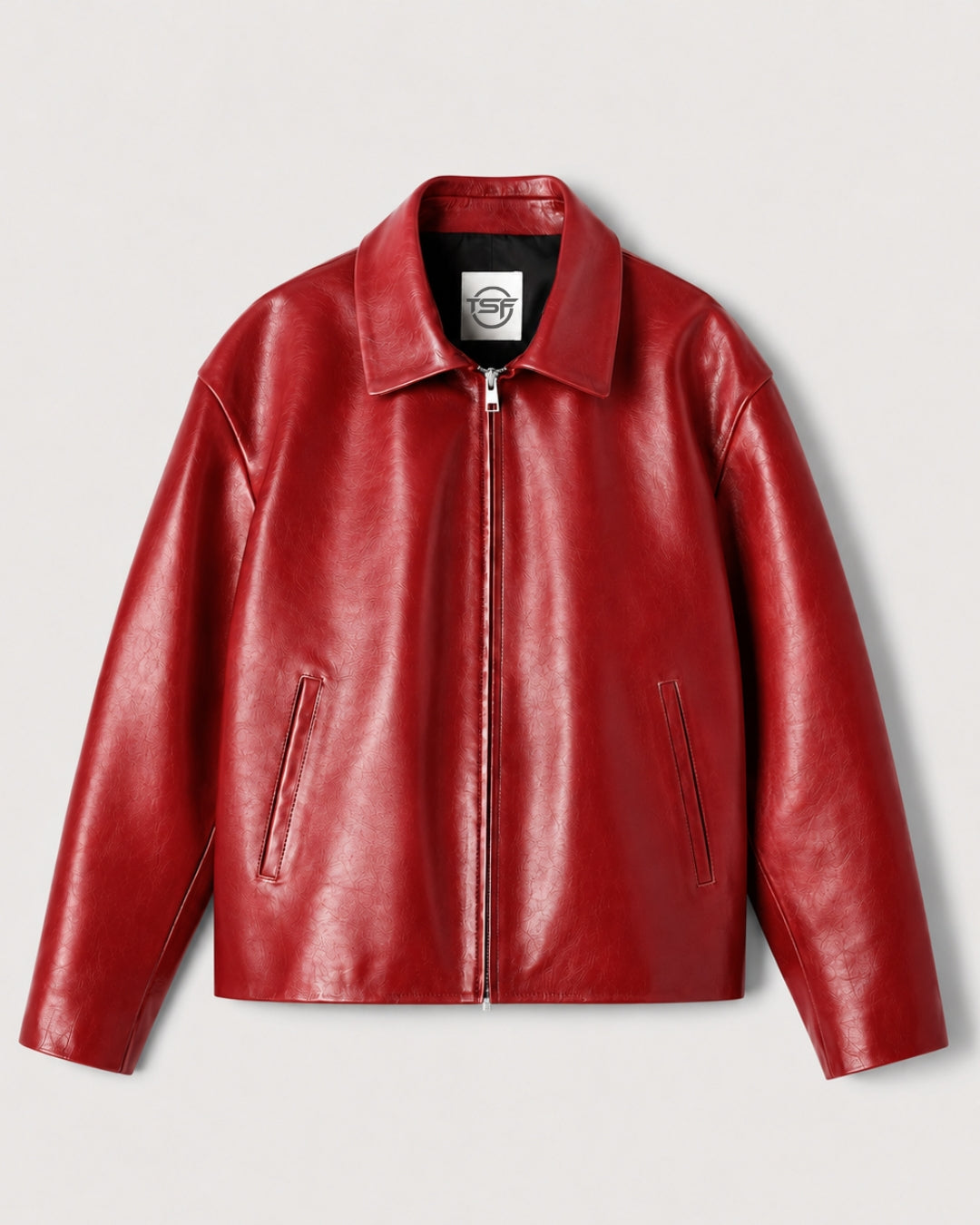 CHERRY RED LEATHER JACKET – UNISEX