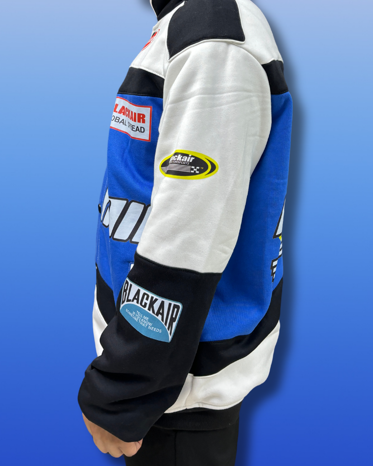 Black Air Racing Rider cotton Jacket | Jacket for men | TSF | White and Blue | Racing jackets