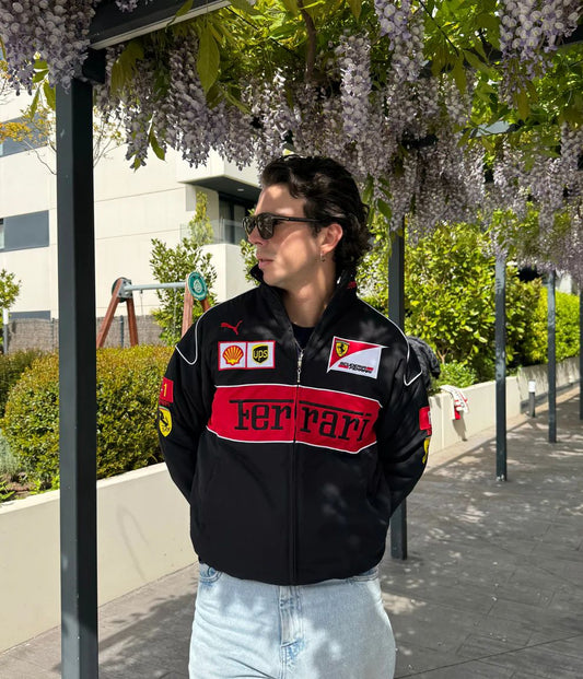 F1 BLACK FERRARI UNISEX EMBROIDED JACKET
