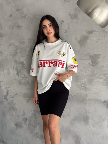 F1 WHITE FERRARI UNISEX T-SHIRT